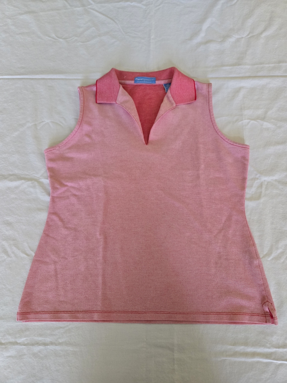 Fairway & Greene Pink Sleeveless Polo Tank with Contrast Collar